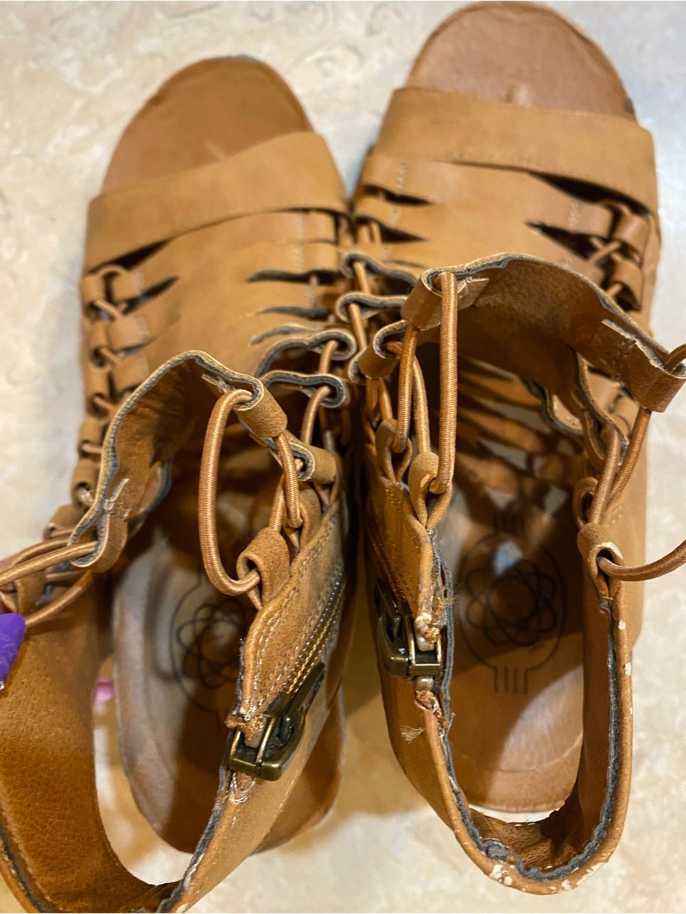 PIKOLINOS Tan Braided Cutout Peep-Toe Sandals - Picture 3 of 6